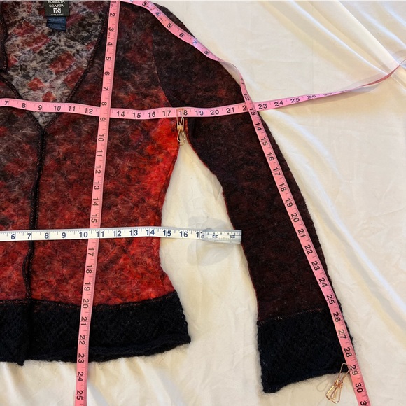 Roberta Scarpa Virgin Wool Mohair Knit Lace Trim Cardigan Fitted Sweater Size 12 - Picture 16 of 16